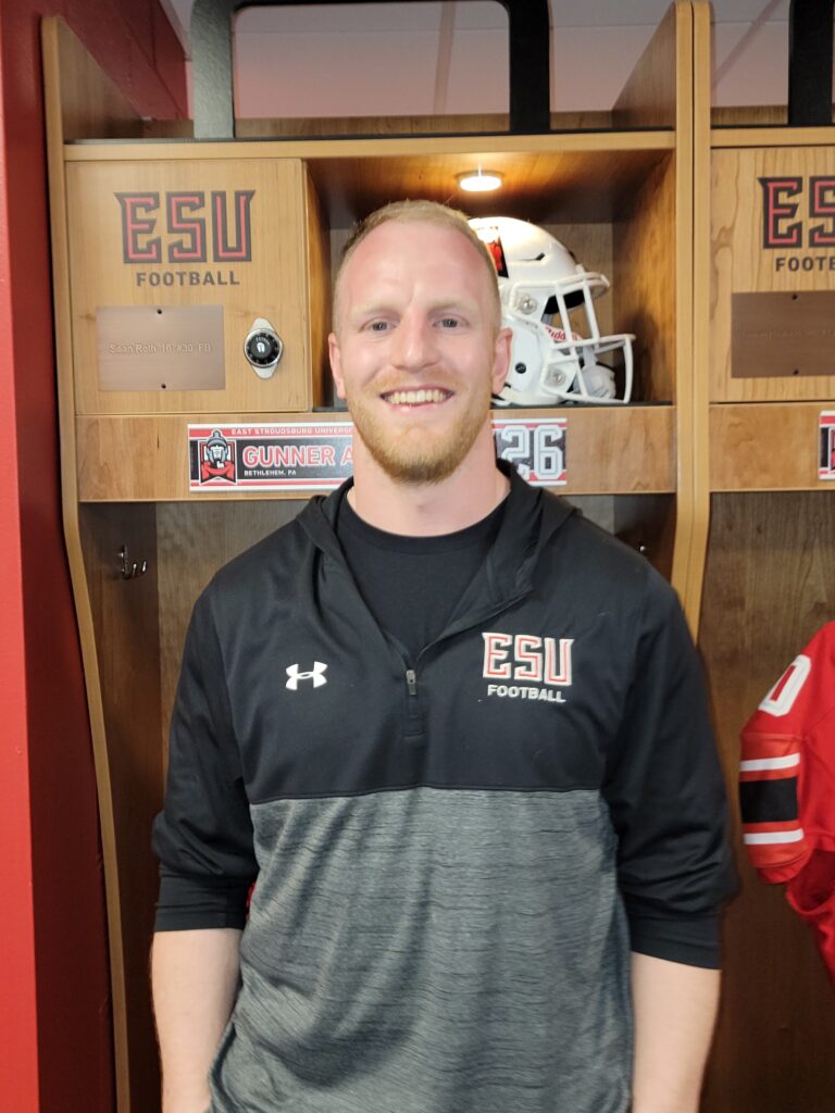 Sean Roth in ESU Football locker room